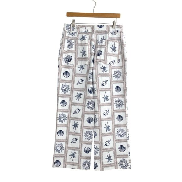 Retro Wide-Leg Womens Nautical Pants Coastal Beach White Sailor Chic Sea Ocean - Picture 2 of 8